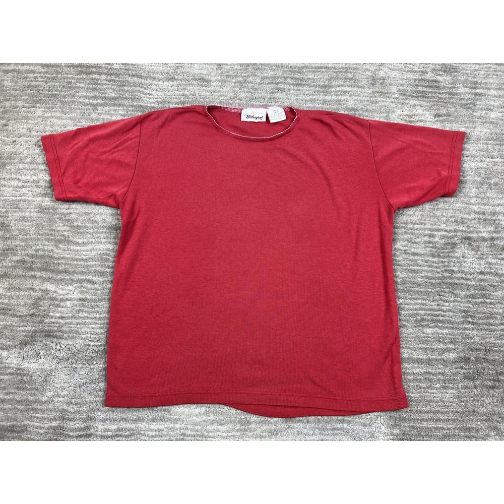 Worthington T-Shirt Womens Small Red Ribbed Knit Short Sleeve Crew Neck Basic
